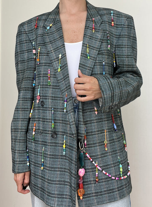 Azur Rainbow Beaded Blazer