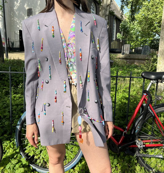 Lilac Rainbow Beaded Blazer