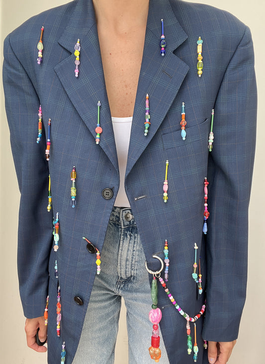 Petrol Rainbow Beaded Blazer