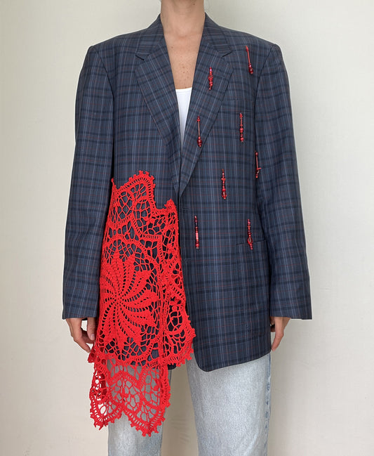 Red Lace Beaded Blazer link
