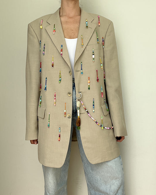 Sand Rainbow Beaded Blazer link