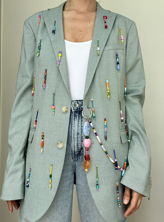 Sky Rainbow Beaded Blazer