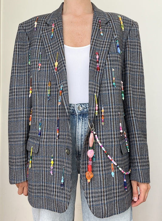 Checks blue Rainbow Beaded Blazer link