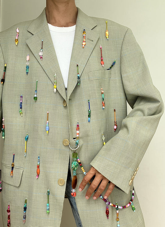 Mint Rainbow Beaded Blazer