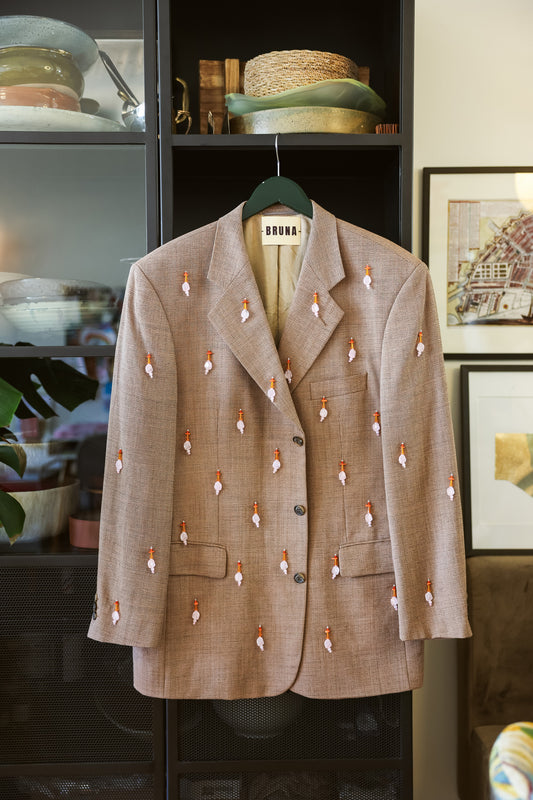 Pink drop Tonal Beaded Blazer