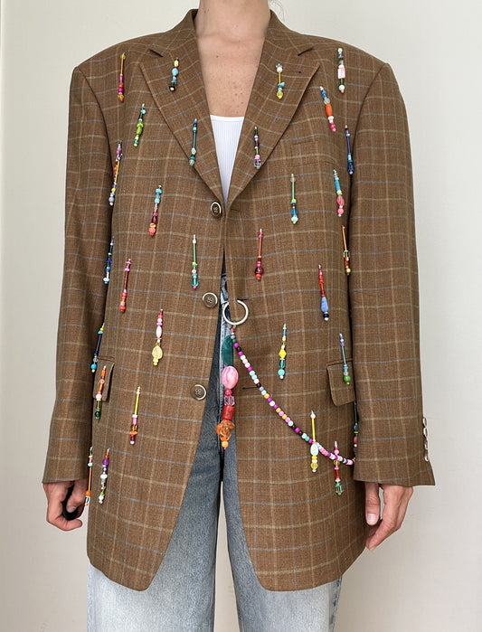 Caramel Rainbow Beaded Blazer