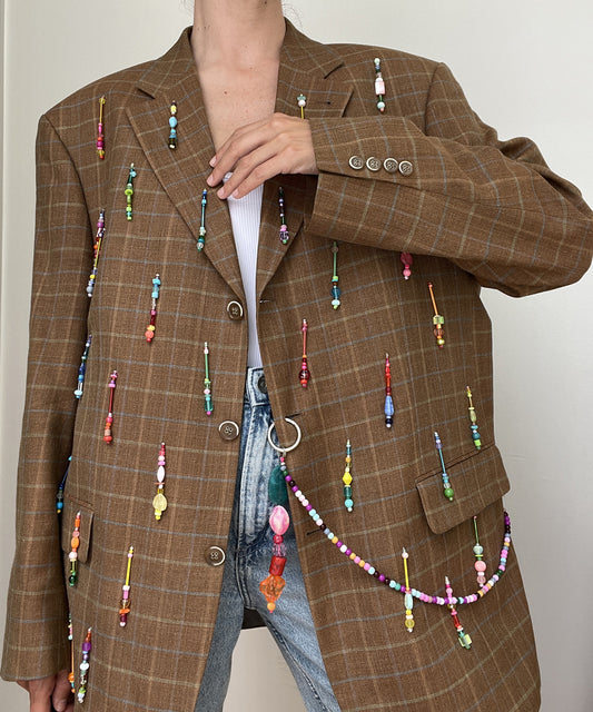 Caramel Rainbow Beaded Blazer