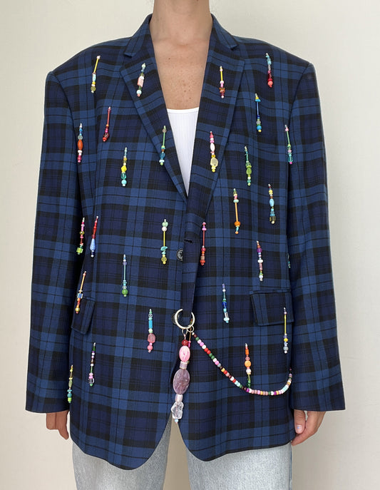 Cobalt Rainbow Beaded Blazer