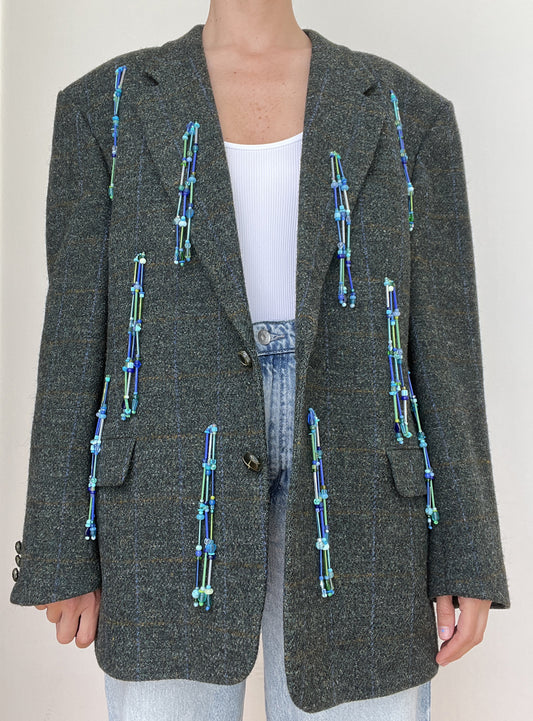 Blue Cowgirl Beaded Blazer