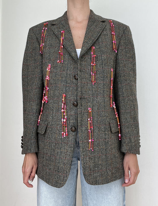 Pink Cowgirl Beaded Blazer