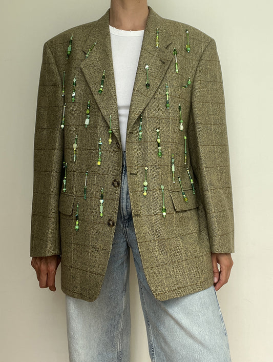 Cumin Tonal Beaded Blazer