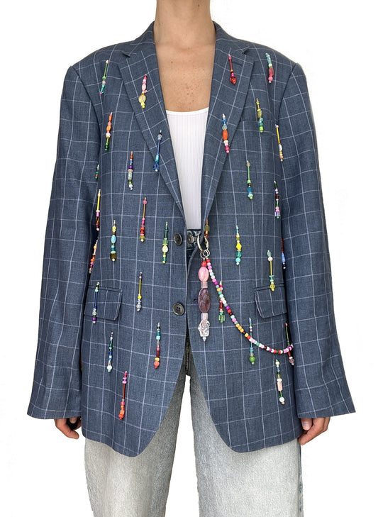 Lavender Rainbow Beaded Blazer