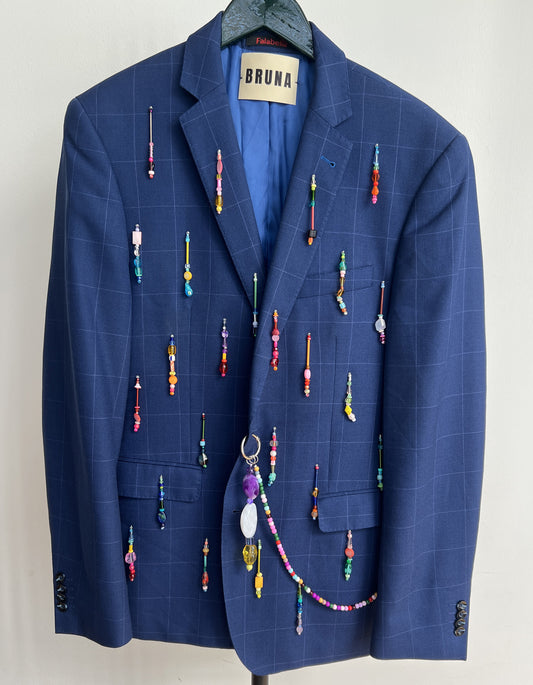 Navy Grid Blazer S