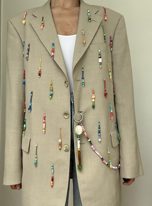 Sand Rainbow Beaded Blazer link