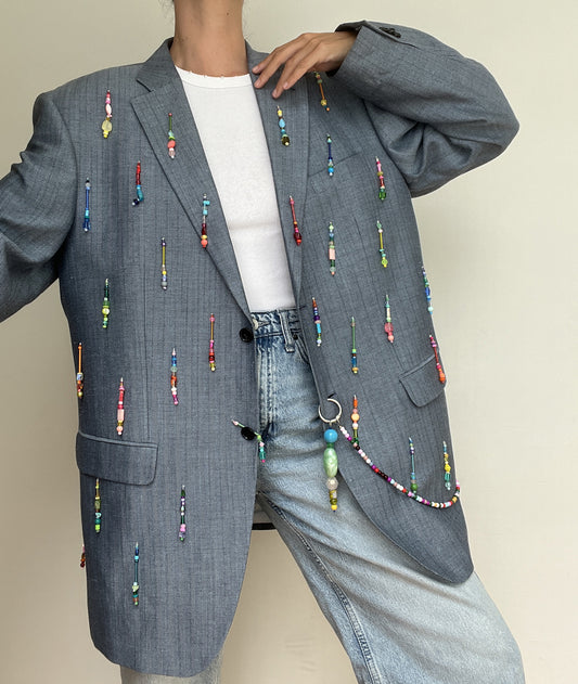 Steel Rainbow Beaded Blazer