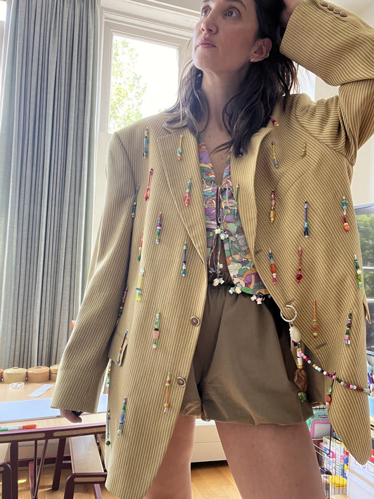 Sunshine Rainbow Beaded Blazer