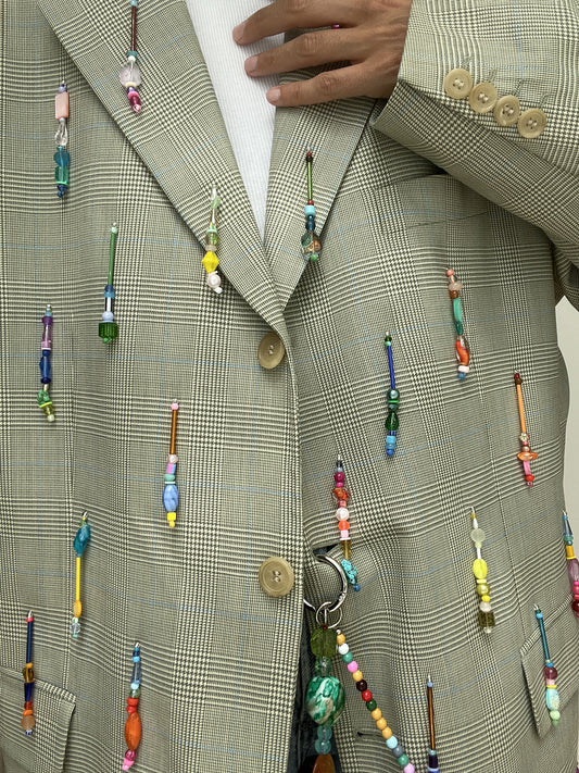 Mint Rainbow Beaded Blazer
