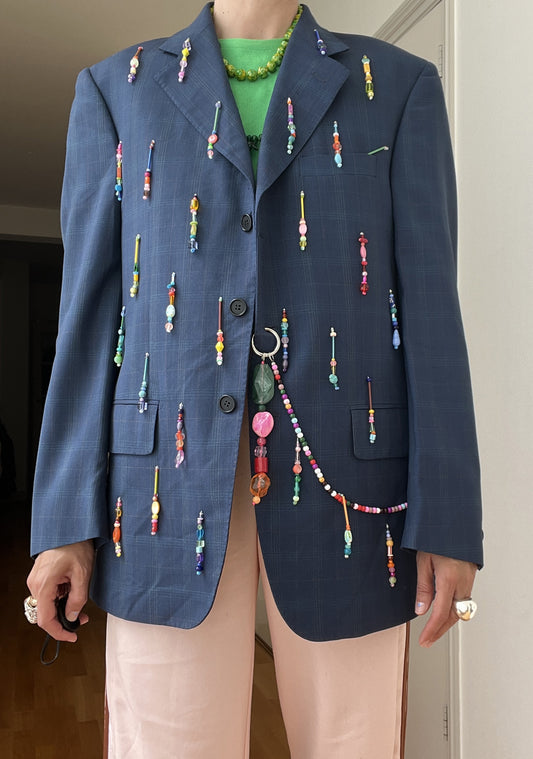 Petrol Rainbow Beaded Blazer